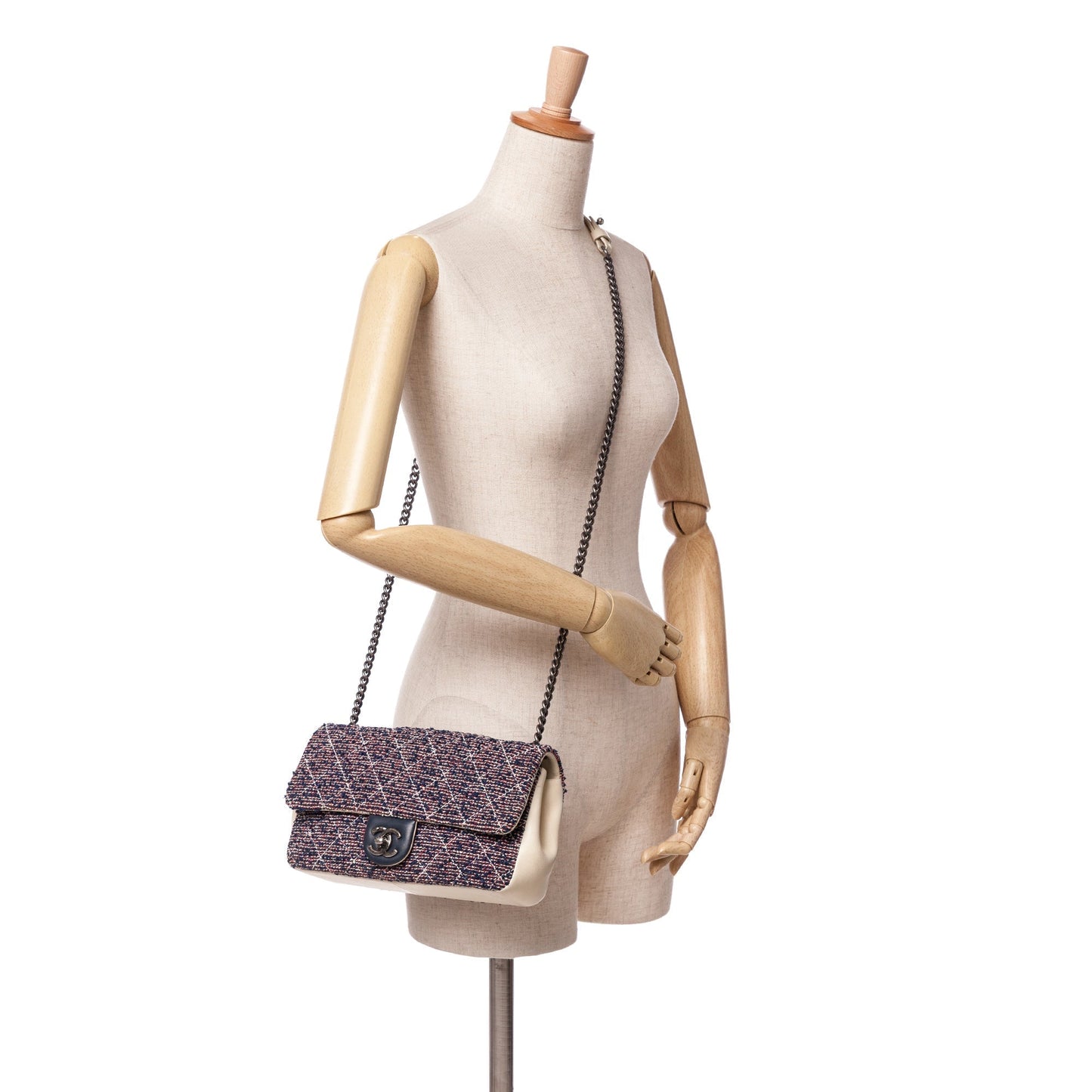 Chanel Medium Tweed Single Flap Blue