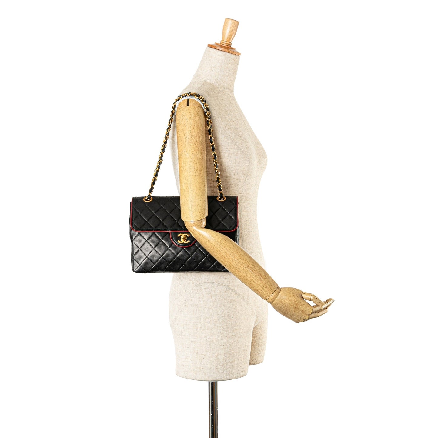 Chanel CC Bicolor Quilted Lambskin Single Flap Black