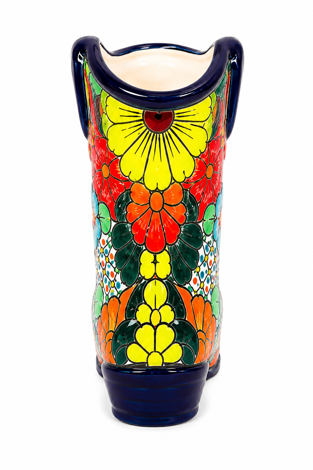 Talavera Ceramic Cowboy Boot Flower Vase Decor