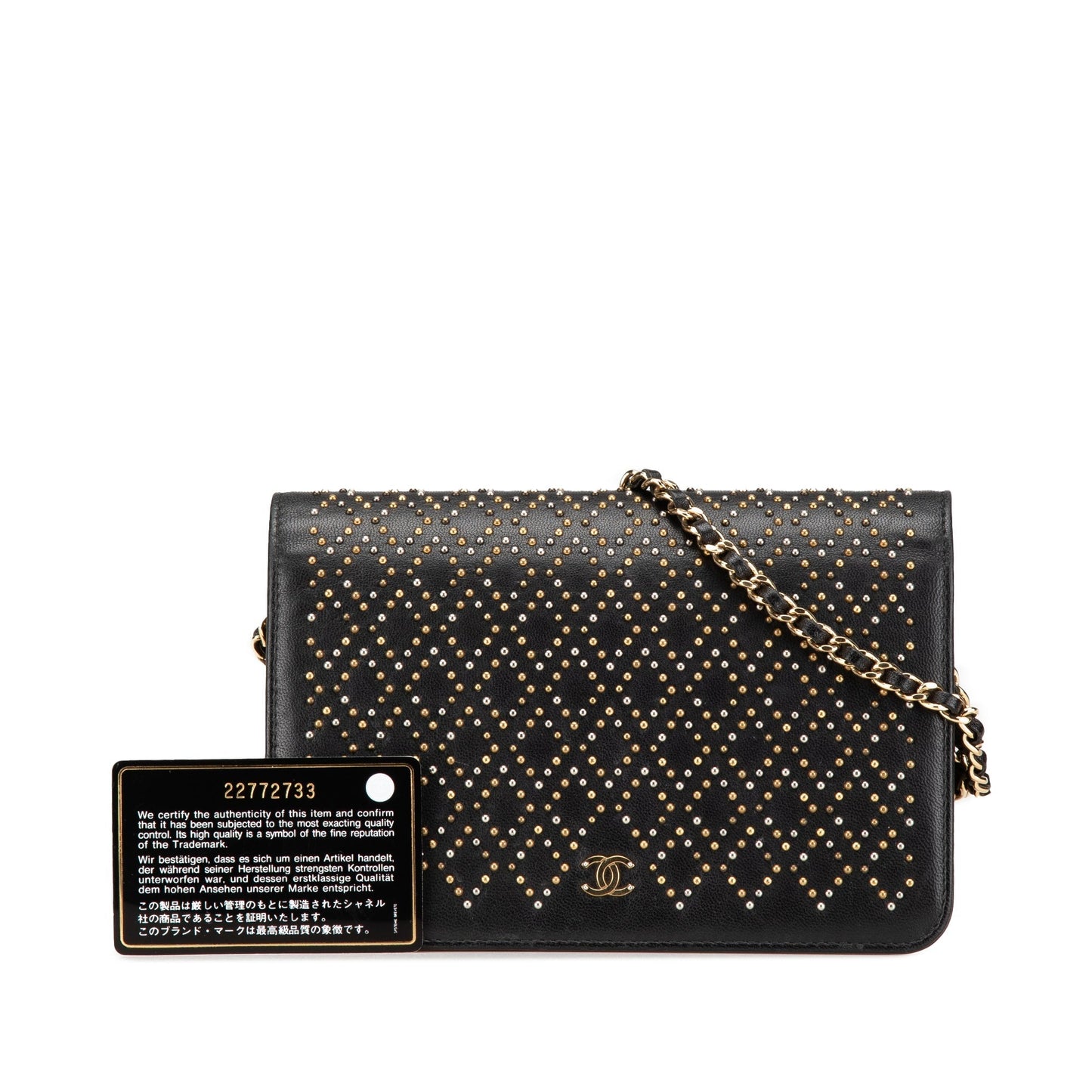 Chanel CC Studded Lambskin Wallet on Chain Black