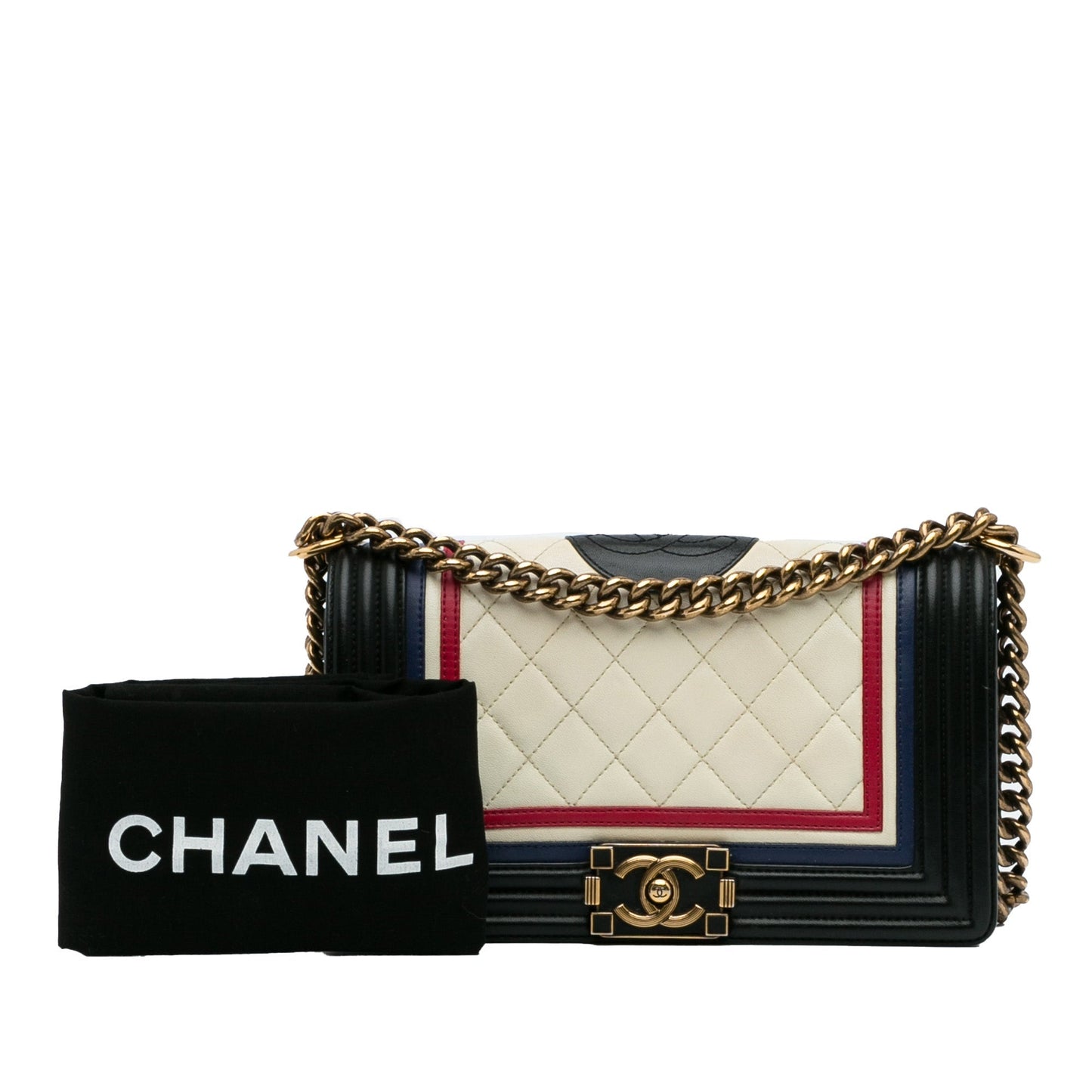 Chanel Crest-Embellished Medium Boy Bag White