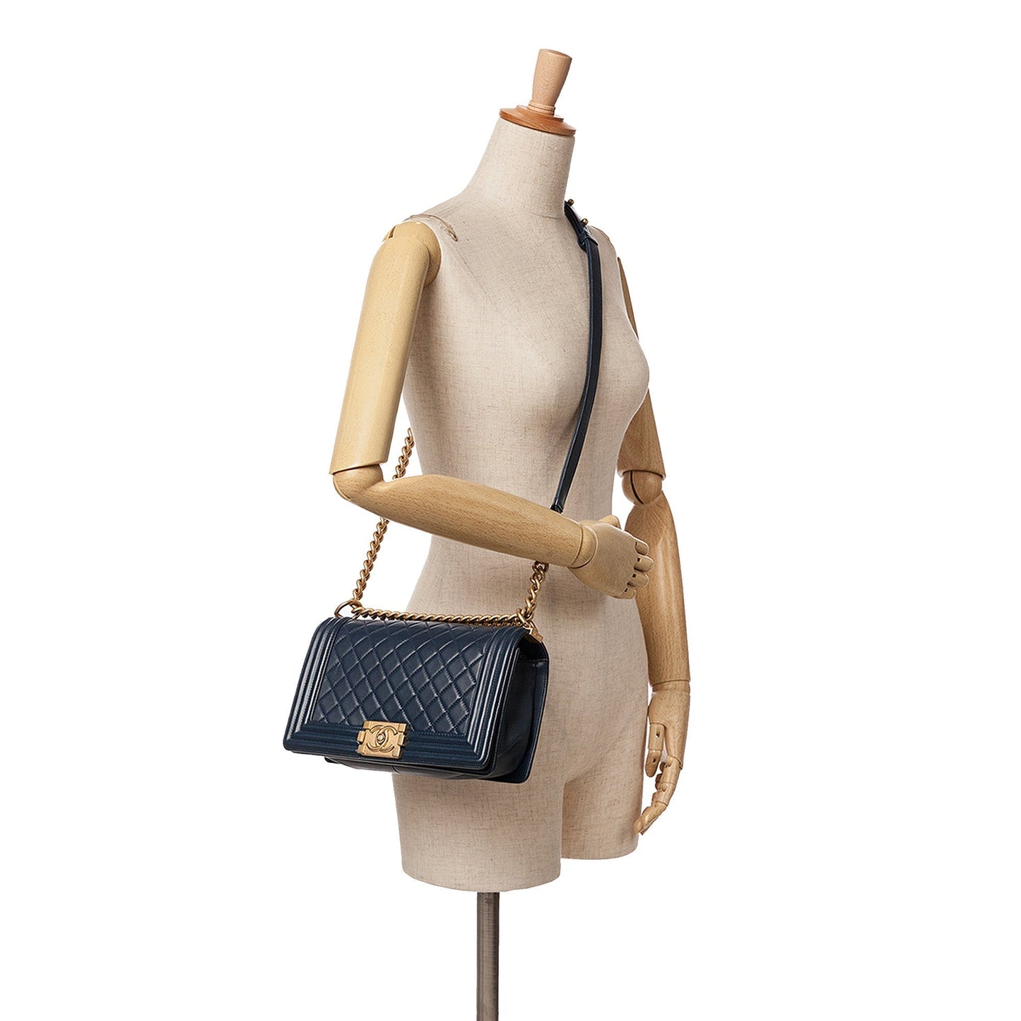 Chanel Old Medium Lambskin Boy Flap Blue
