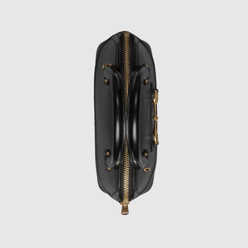 Gucci Horsebit 1955 Small Top Handle Bag Black Leather