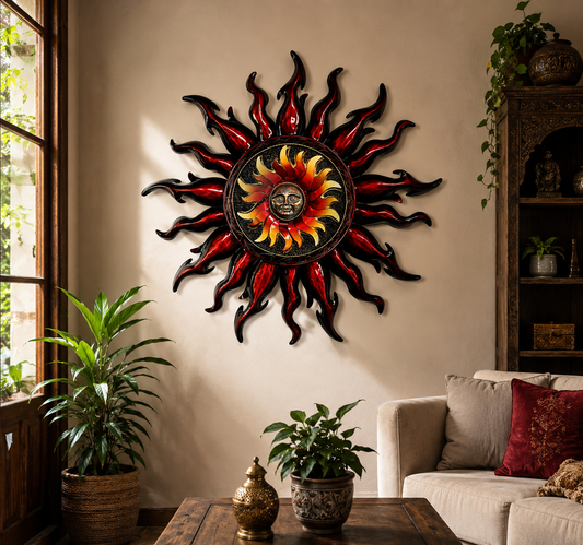 Handcrafted Metal Sun Wall Art Sculpture – Decorative Outdoor & Indoor Wall Decor