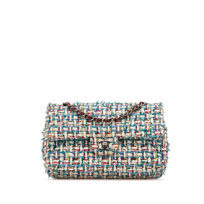 Chanel Medium Classic Multicolor Tweed Double Flap Multi