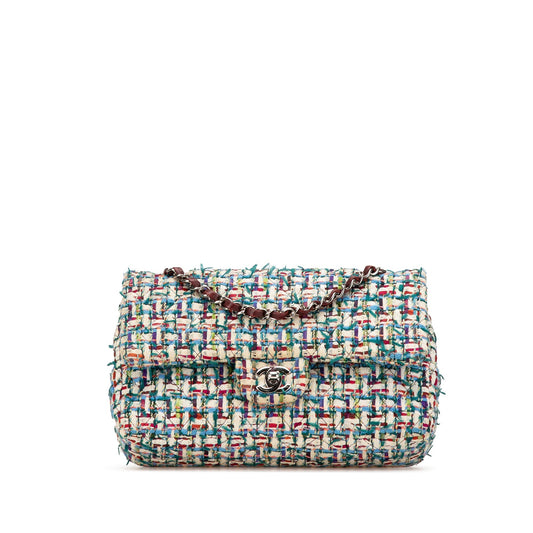 Chanel Medium Classic Multicolor Tweed Double Flap Multi