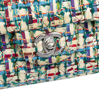 Chanel Medium Classic Multicolor Tweed Double Flap Multi