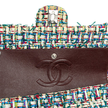 Chanel Medium Classic Multicolor Tweed Double Flap Multi