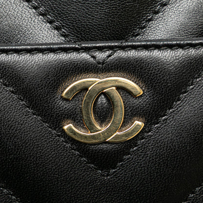 Chanel CC Chevron Lambskin Camera Shoulder Bag Black