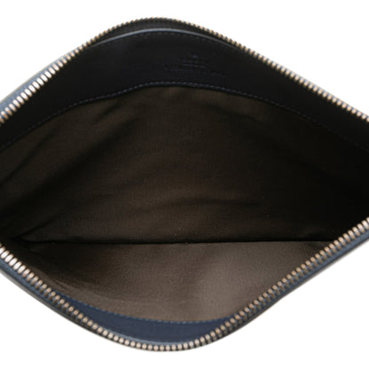 Gucci Leather Animalier Zip Pouch Blue