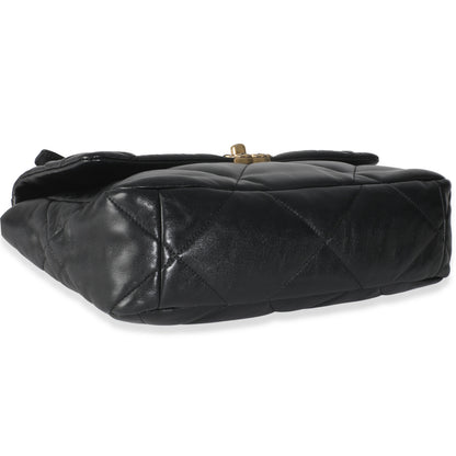 Black Shiny Lambskin Large Chanel 19 Flap Bag