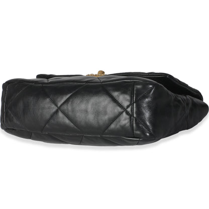 Black Shiny Lambskin Large Chanel 19 Flap Bag