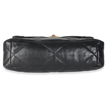 Black Shiny Lambskin Large Chanel 19 Flap Bag