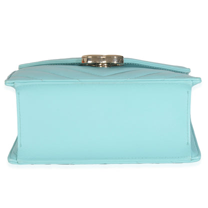 Turquoise Chevron Calfskin Envelope Flap Bag