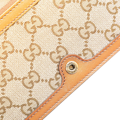Gucci GG Canvas Lady Web Wallet On Strap Brown