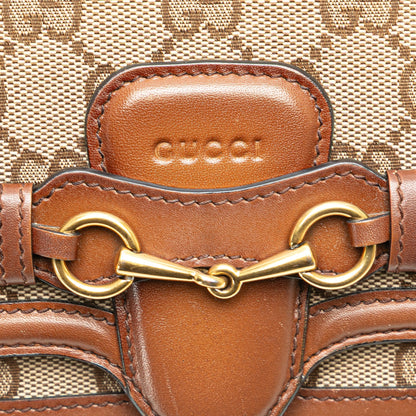 Gucci GG Canvas Lady Web Wallet On Strap Brown