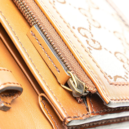 Gucci GG Canvas Lady Web Wallet On Strap Brown