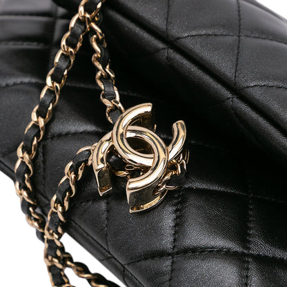 Chanel Quilted Lambskin Double Case with Chain Black