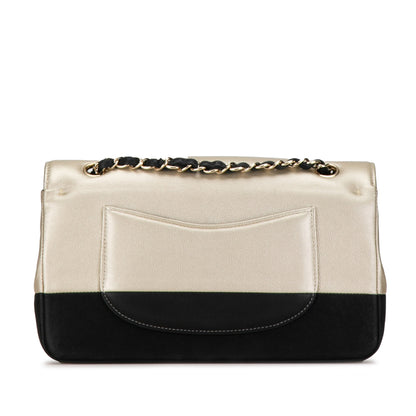 Chanel Medium Classic Bicolor Caviar Double Flap Silver