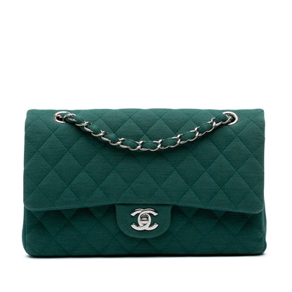 Chanel Medium Classic Jersey Double Flap Green