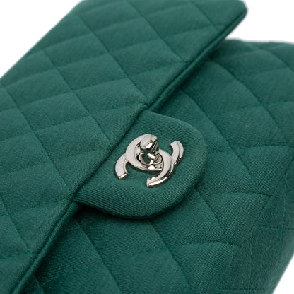 Chanel Medium Classic Jersey Double Flap Green
