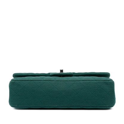 Chanel Medium Classic Jersey Double Flap Green