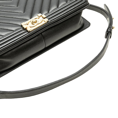Chanel Medium Chevron Lambskin Boy Flap Black