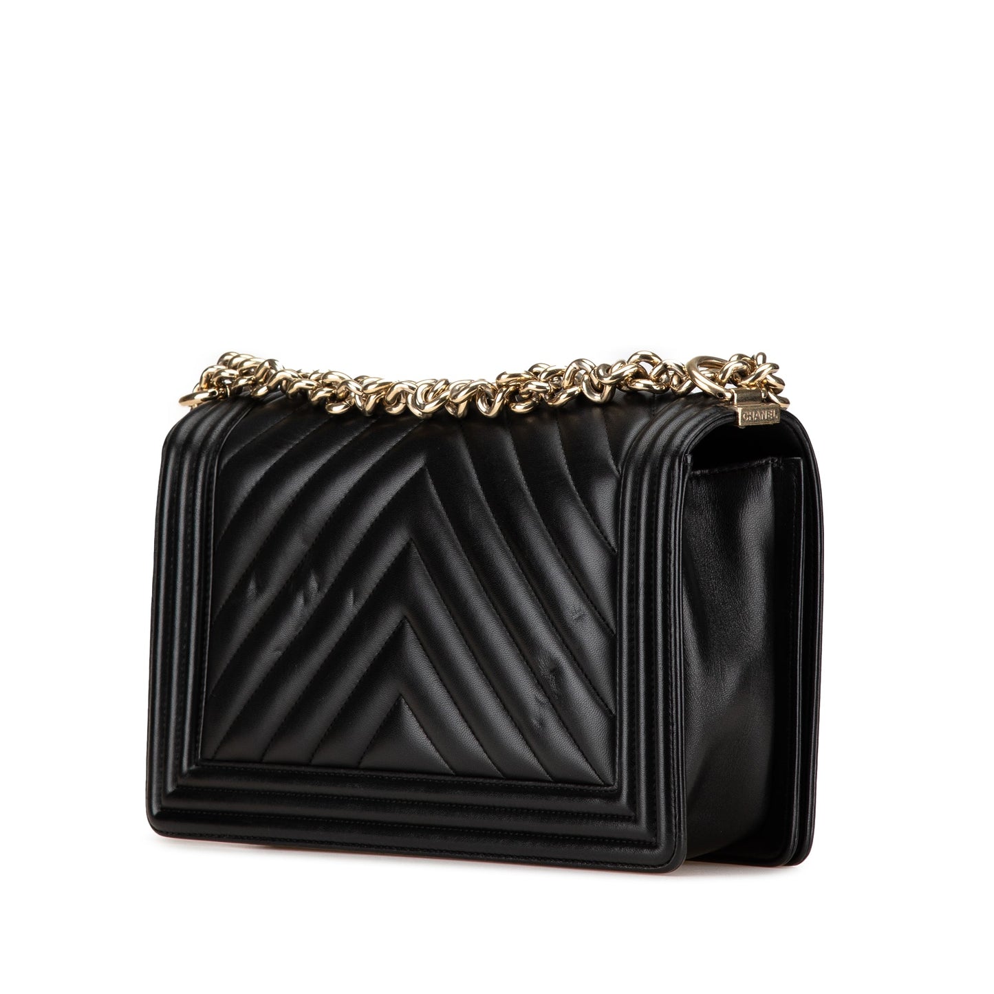 Chanel New Medium Chevron Lambskin Boy Flap Black