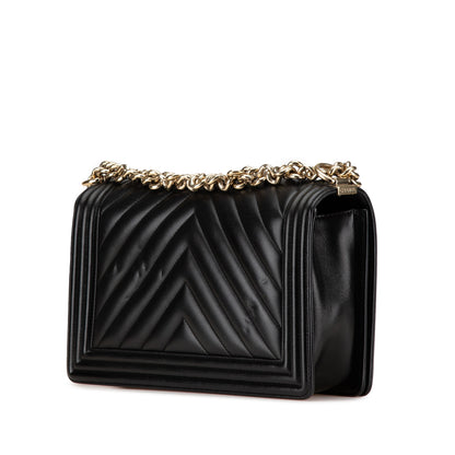 Chanel New Medium Chevron Lambskin Boy Flap Black
