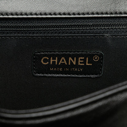Chanel New Medium Chevron Lambskin Boy Flap Black