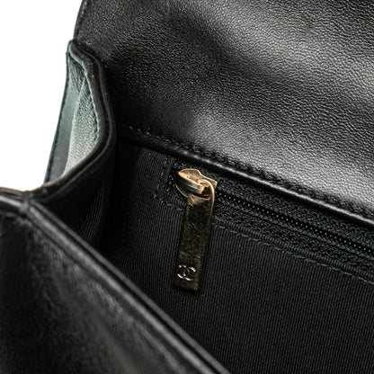 Chanel New Medium Chevron Lambskin Boy Flap Black