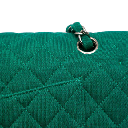 Chanel Medium Classic Jersey Double Flap Green