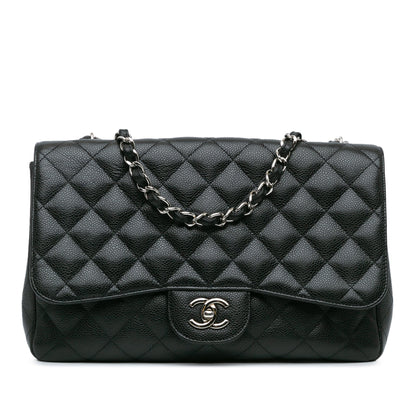 Chanel Jumbo Classic Caviar Single Flap Black