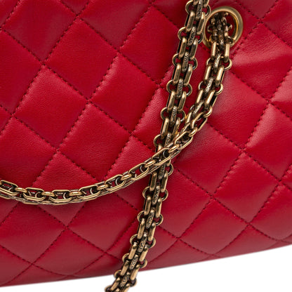 Chanel Medium Lambskin Mademoiselle Bowling Bag Red