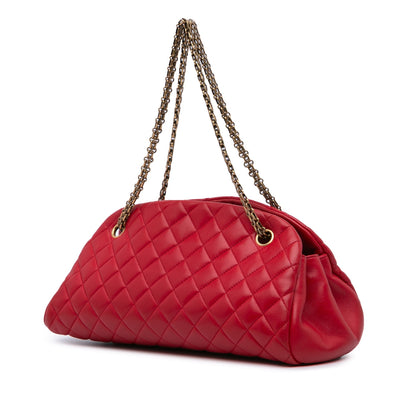 Chanel Medium Lambskin Mademoiselle Bowling Bag Red