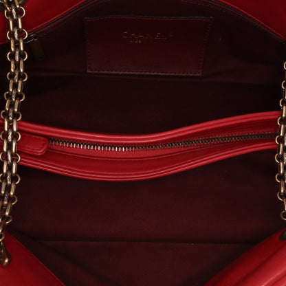 Chanel Medium Lambskin Mademoiselle Bowling Bag Red