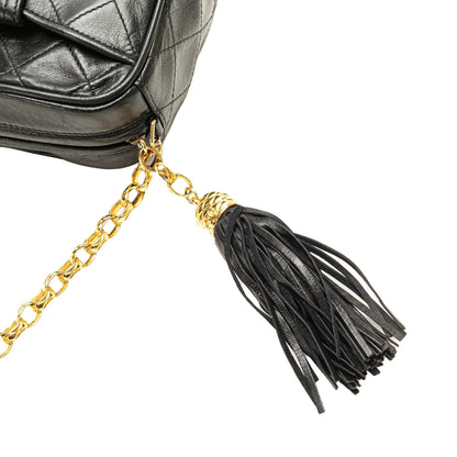 Chanel CC Quilted Lambskin Tassel Camera Bag Black