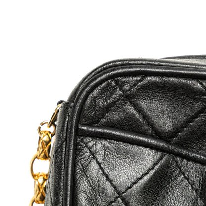 Chanel CC Quilted Lambskin Tassel Camera Bag Black
