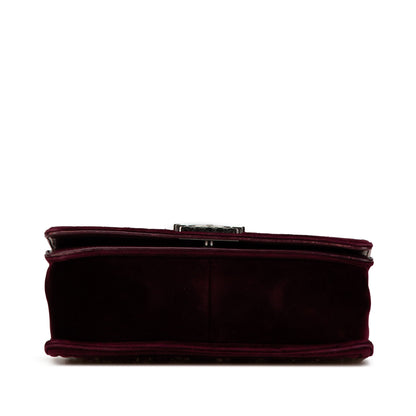 Chanel Medium Velvet and Tweed Boy Flap Red
