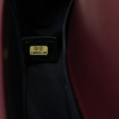 Chanel Old Medium Velvet and Tweed Boy Flap Red