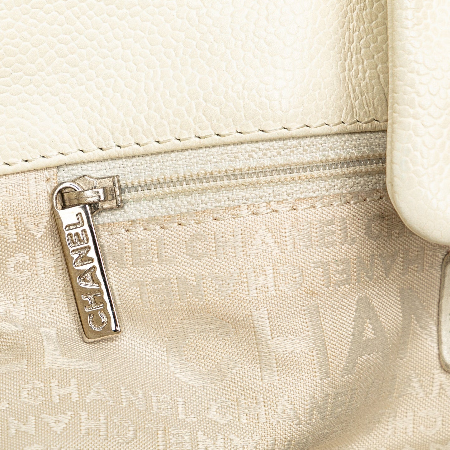 Chanel Caviar Perforated Hollywood Accordion Flap White