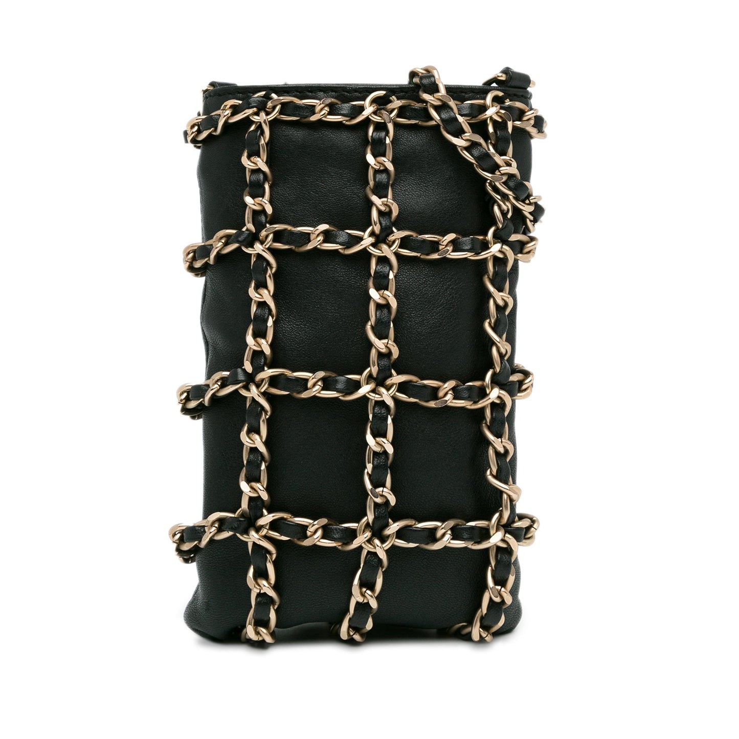 Chanel Lambskin Tech Me Out Clutch With Chain Black