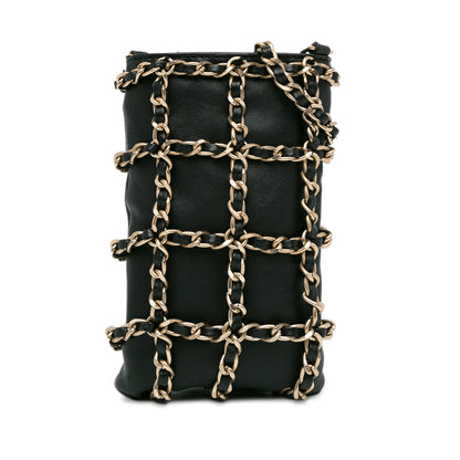 Chanel Lambskin Tech Me Out Clutch With Chain Black