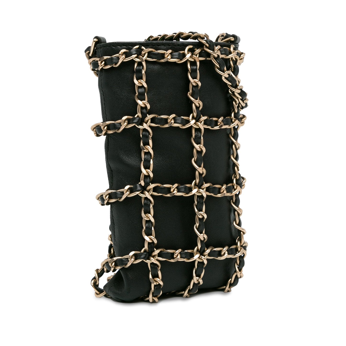 Chanel Lambskin Tech Me Out Clutch With Chain Black