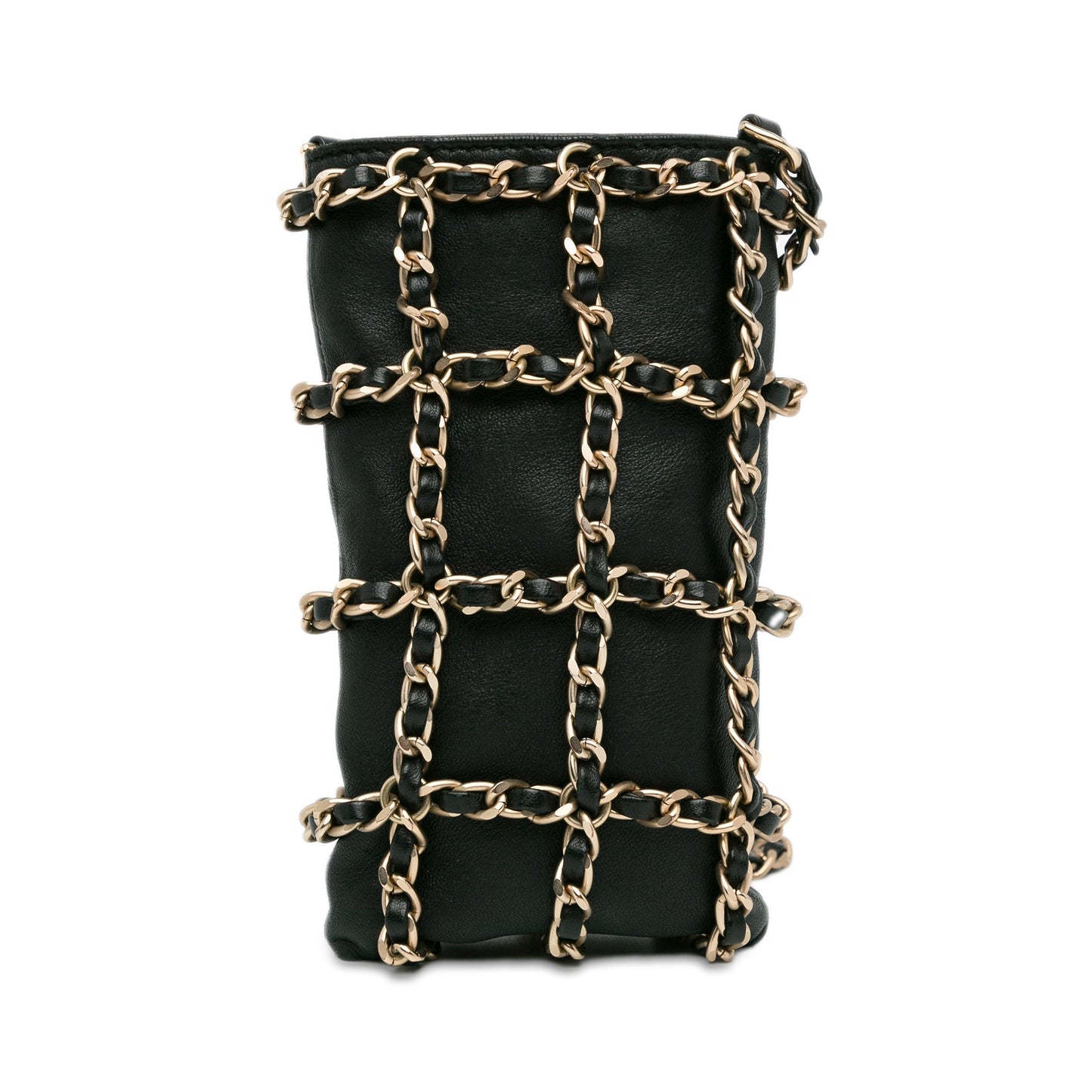 Chanel Lambskin Tech Me Out Clutch With Chain Black