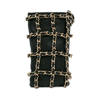 Chanel Lambskin Tech Me Out Clutch With Chain Black