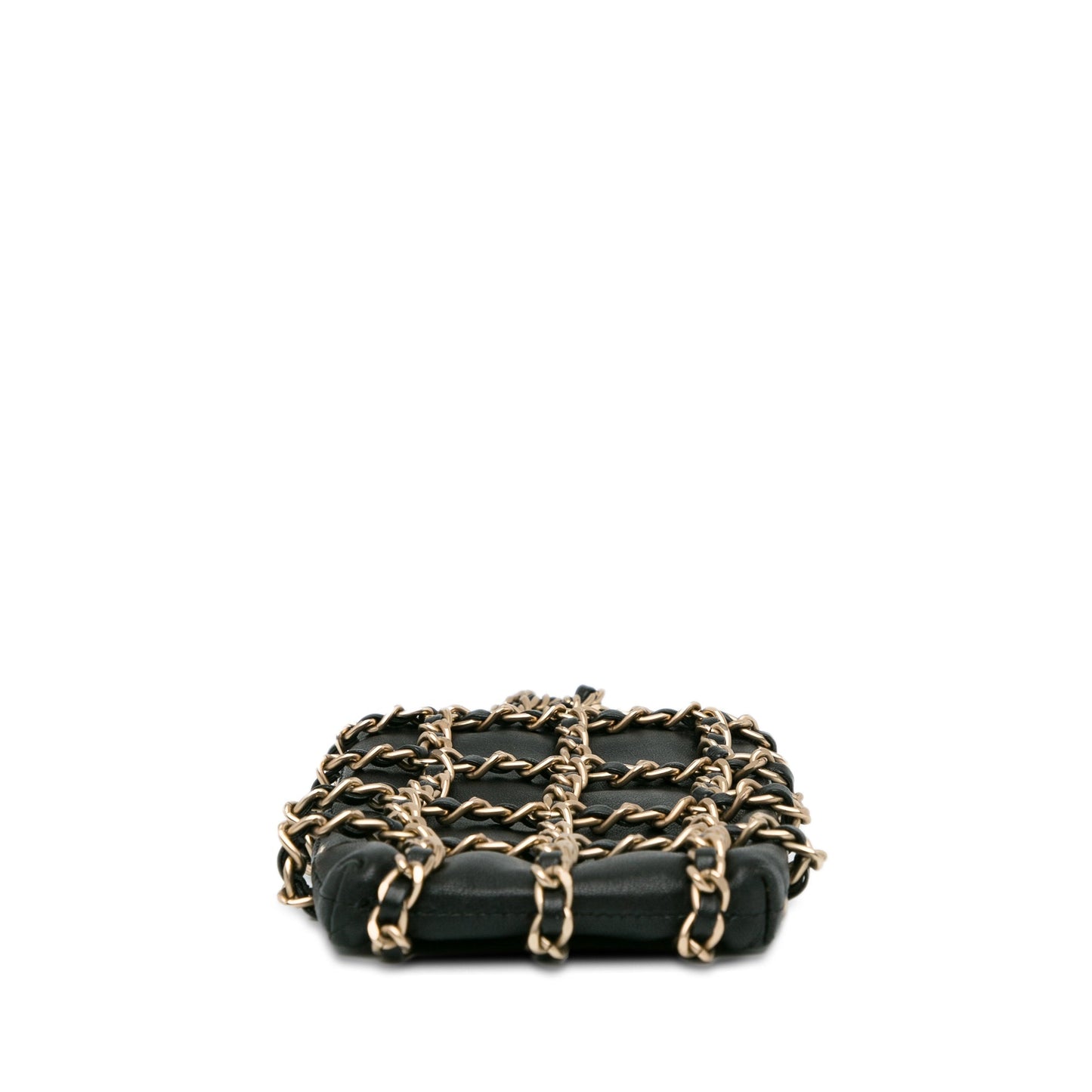 Chanel Lambskin Tech Me Out Clutch With Chain Black