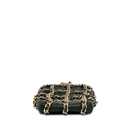 Chanel Lambskin Tech Me Out Clutch With Chain Black