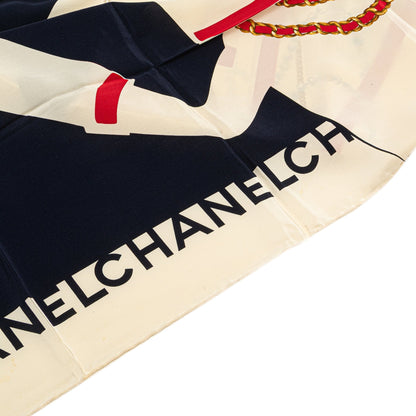 Chanel Coco Portrait Silk Scarf Black