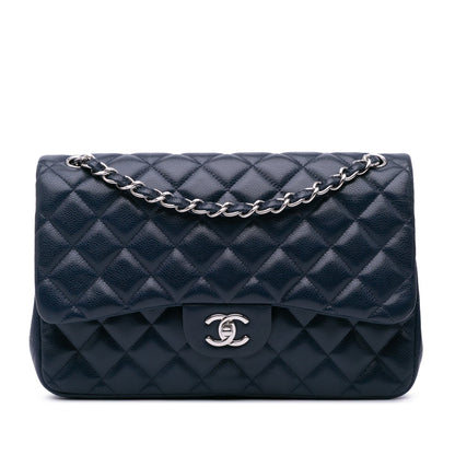 Chanel Jumbo Classic Caviar Double Flap Blue